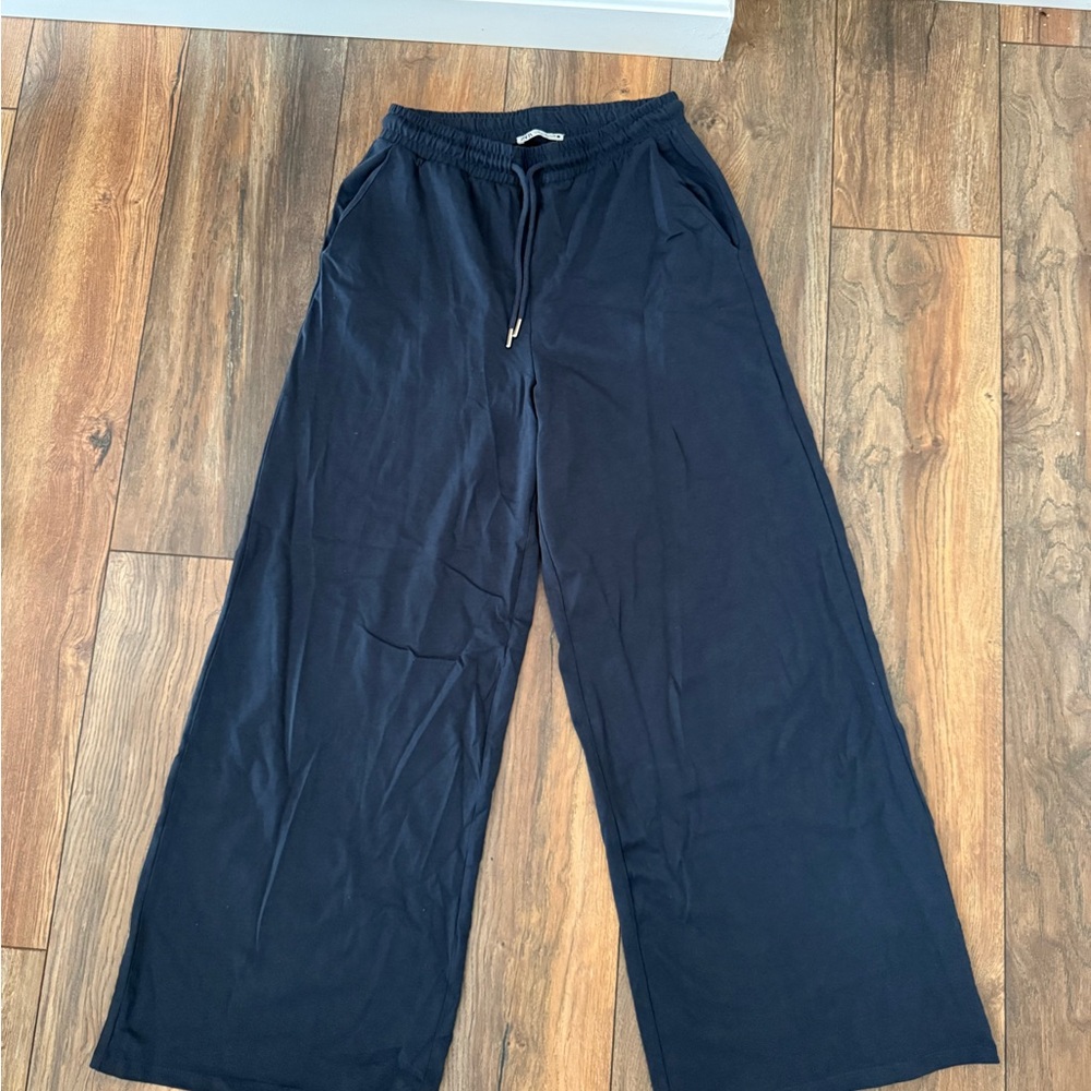 Zara Navy Wide-Leg Pants
